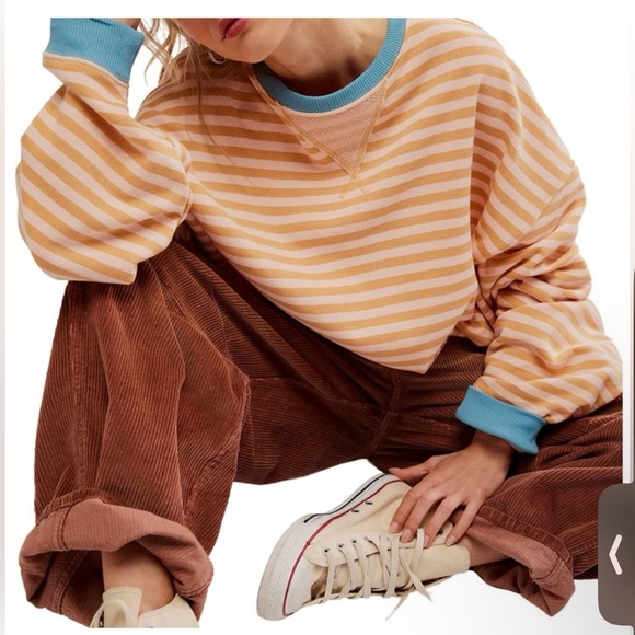 NWT- Free people size L striped sweatshirt - Picture 4 of 9